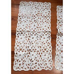 Vintage White Flower Cutwork Table Runners Set of 2